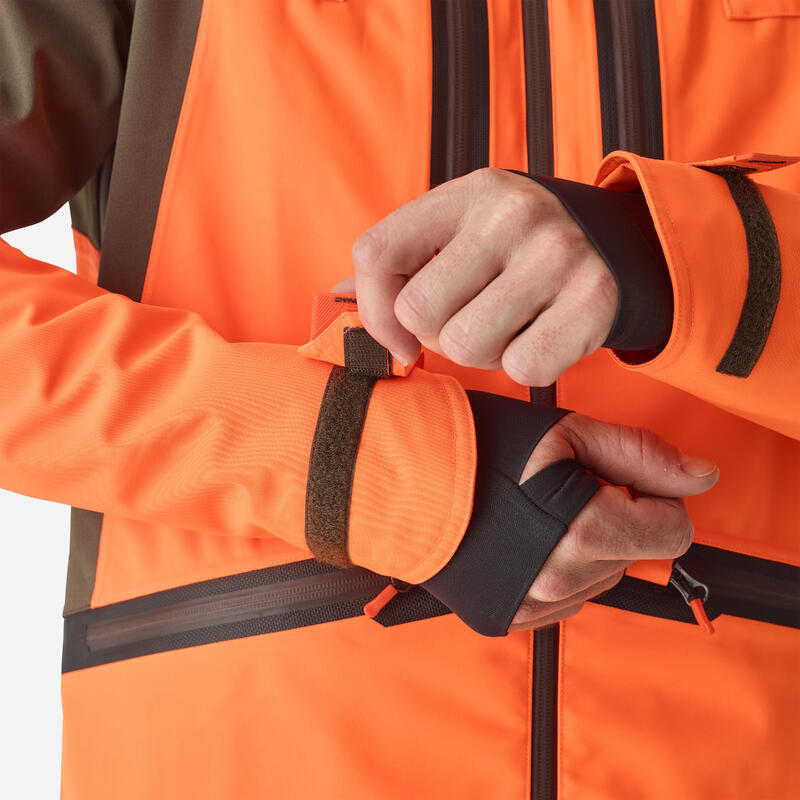 Veste chasse impermeable renfort fluo 900 becasse