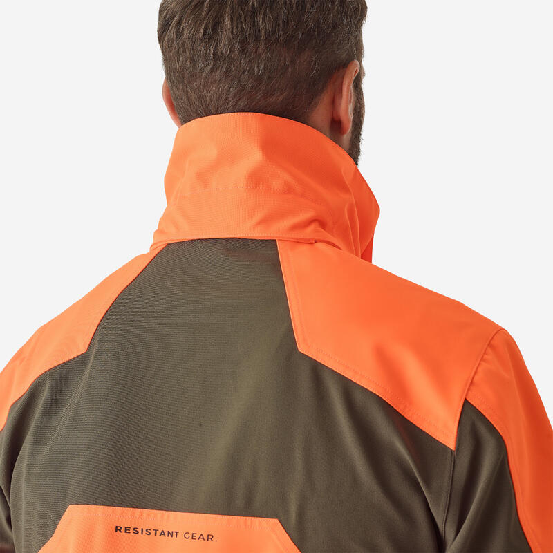 Veste chasse impermeable renfort fluo 900 becasse