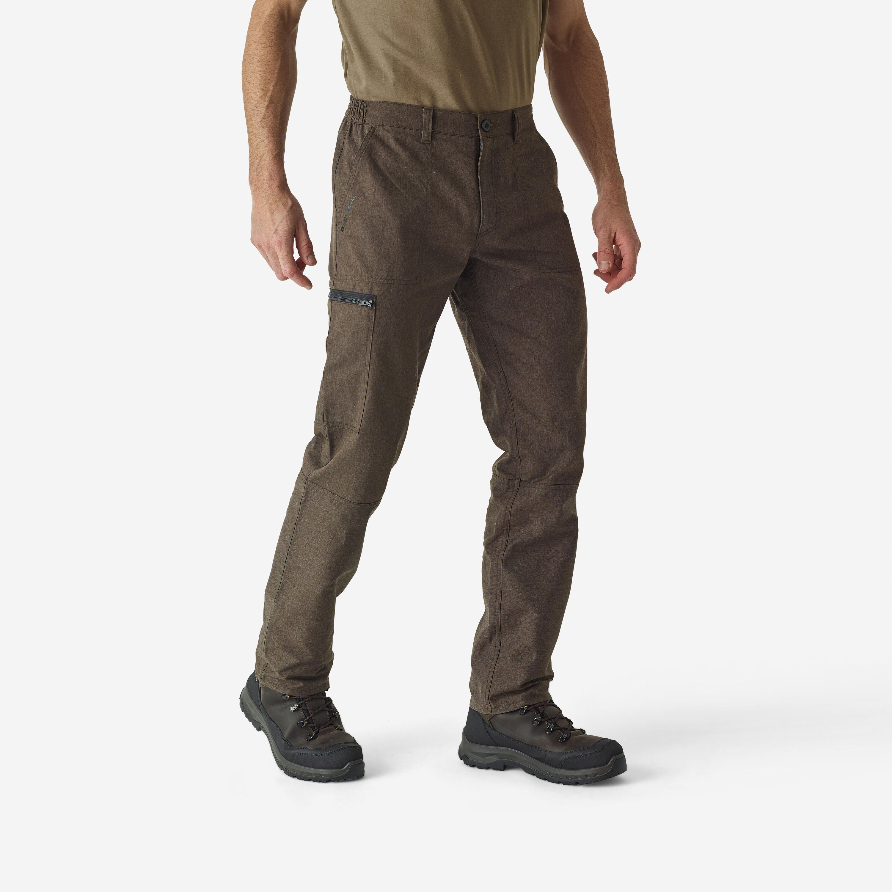 SOLOGNAC RESISTANT CARGO TROUSERS STEPPE 300 - BROWN
