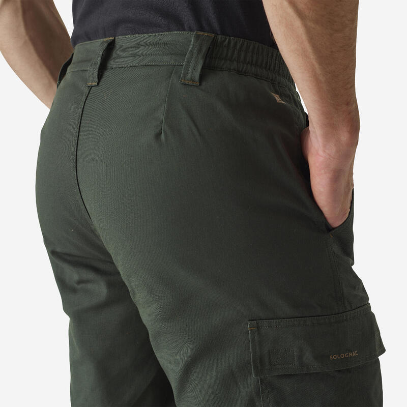 Pantalón  De Caza Hombre Solognac 100 Cargo Verde Cálido Polar