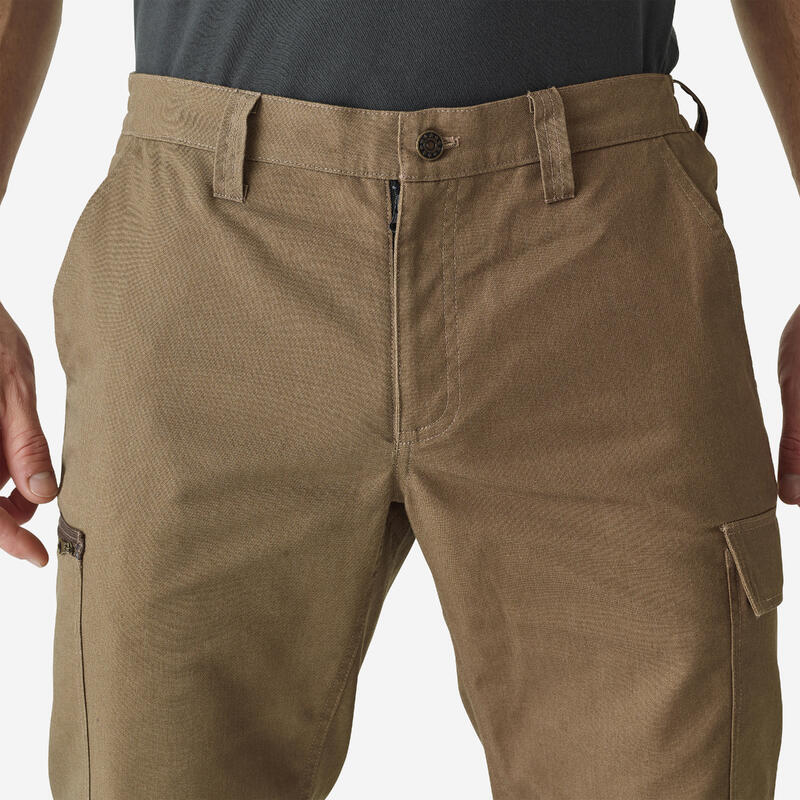 Pantalón Cargo Hombre Solognac Steppe 300 Marron Resistente Multibolsillos