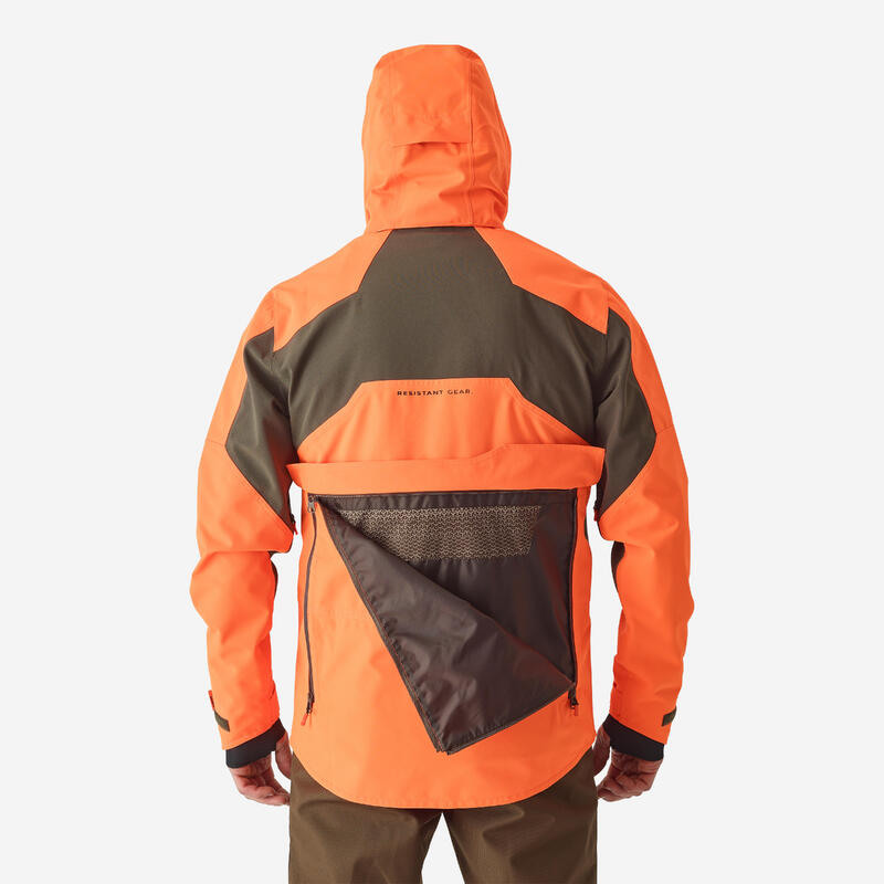 Veste chasse impermeable renfort fluo 900 becasse