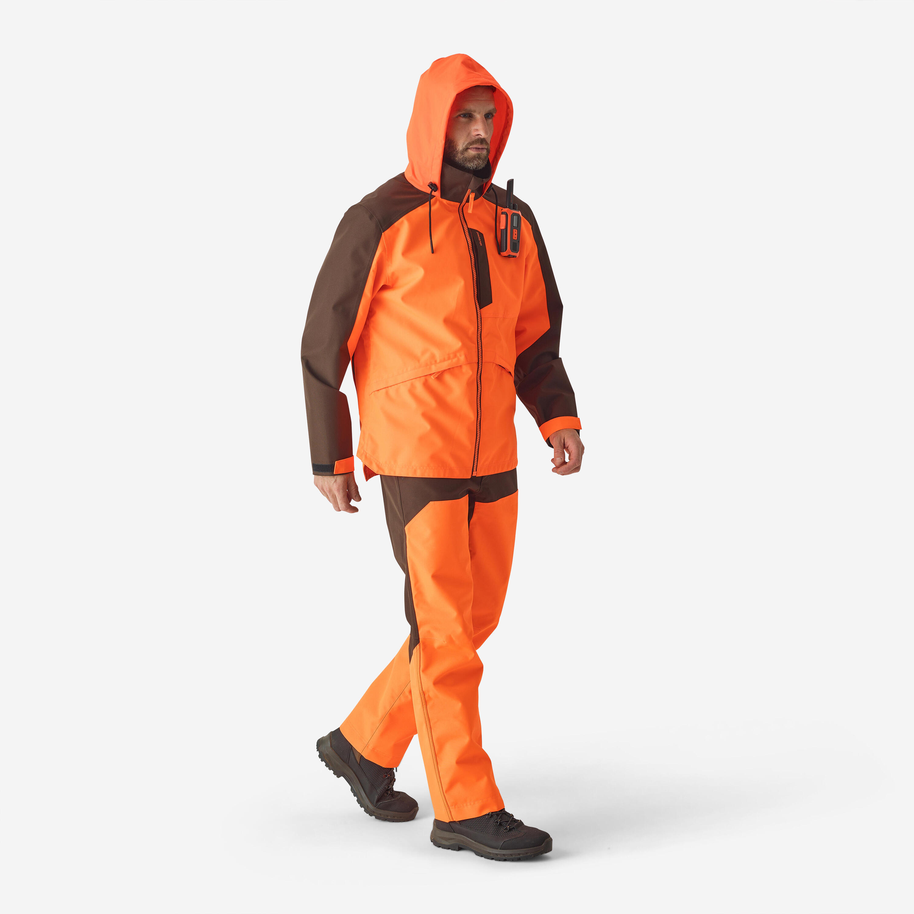 Pantalón Caza Solognac 500 Adulto Naranja-Marrón Impermeable Reforzado 2/6