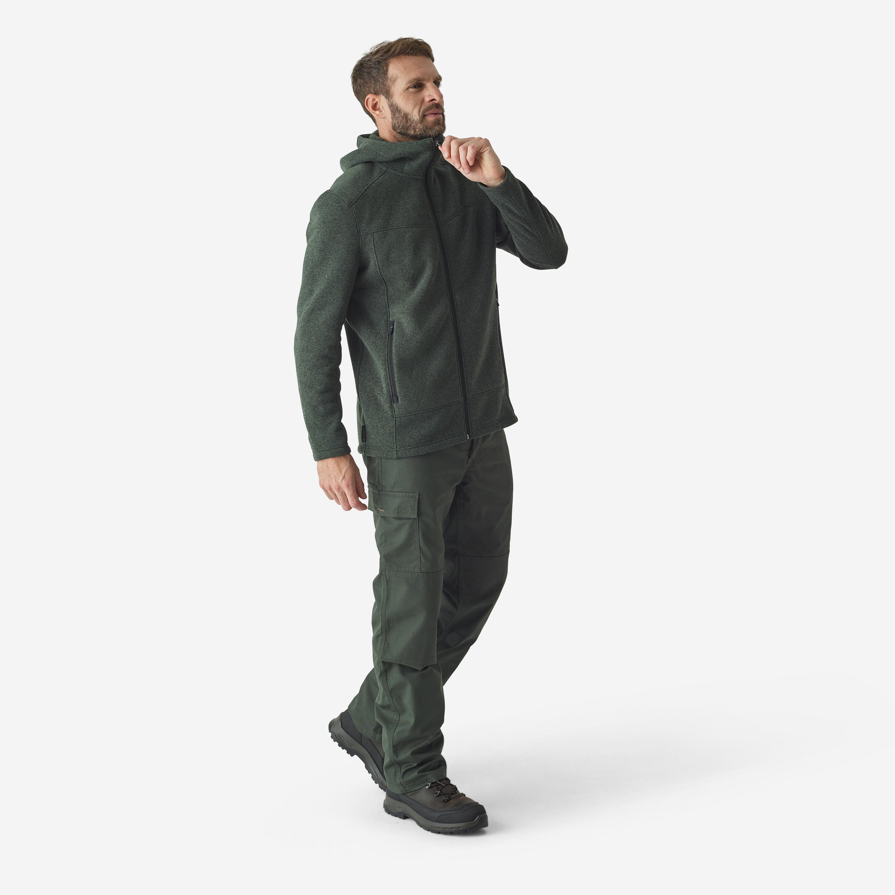 Felpa 500 cappuccio verde 3/7