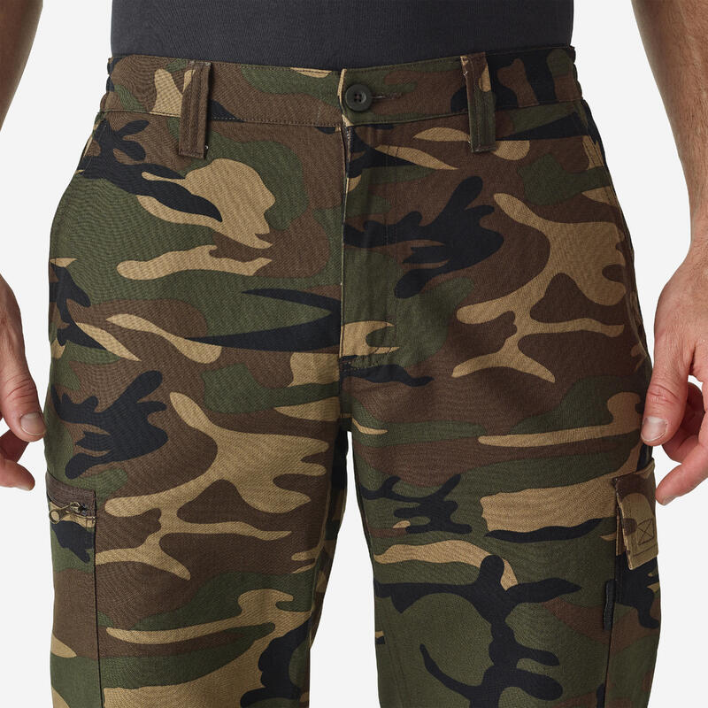 Pantalón Cargo Hombre Solognac Steppe 300 Camuflaje Militar Woodland Verde