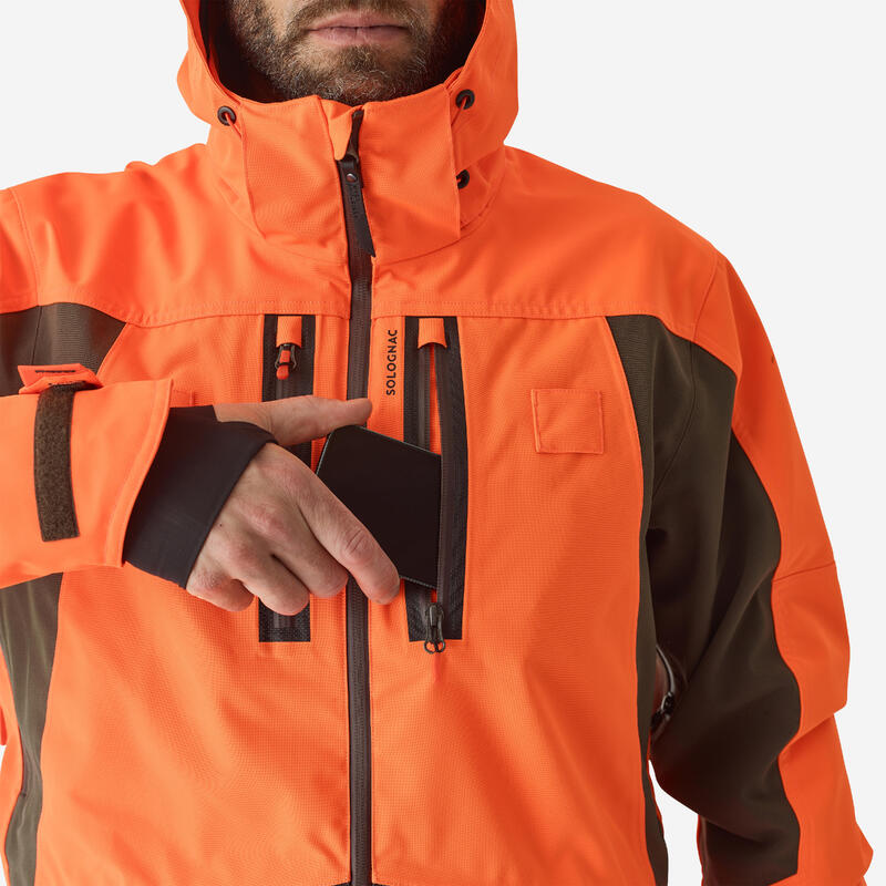 Veste chasse impermeable renfort fluo 900 becasse