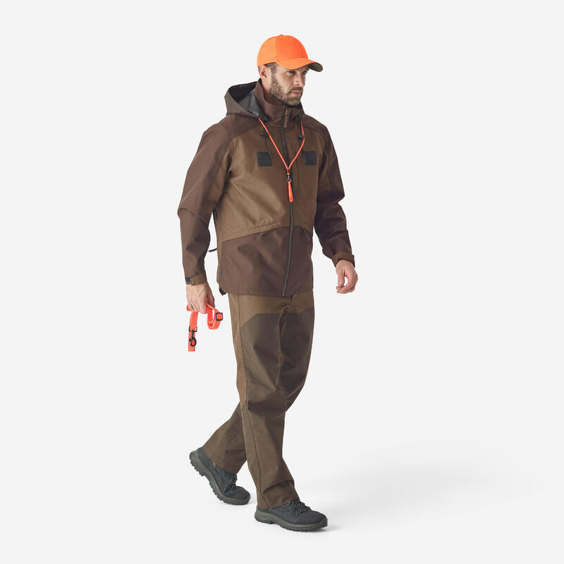 Pantalon de chasse renforce impermeable bois 500 bicolore/marron