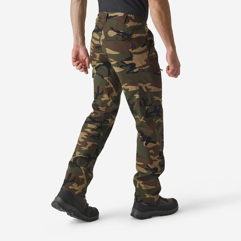 PANTALON CARGO RESISTANT STEPPE 300 CAMOUFLAGE WOODLAND VERT