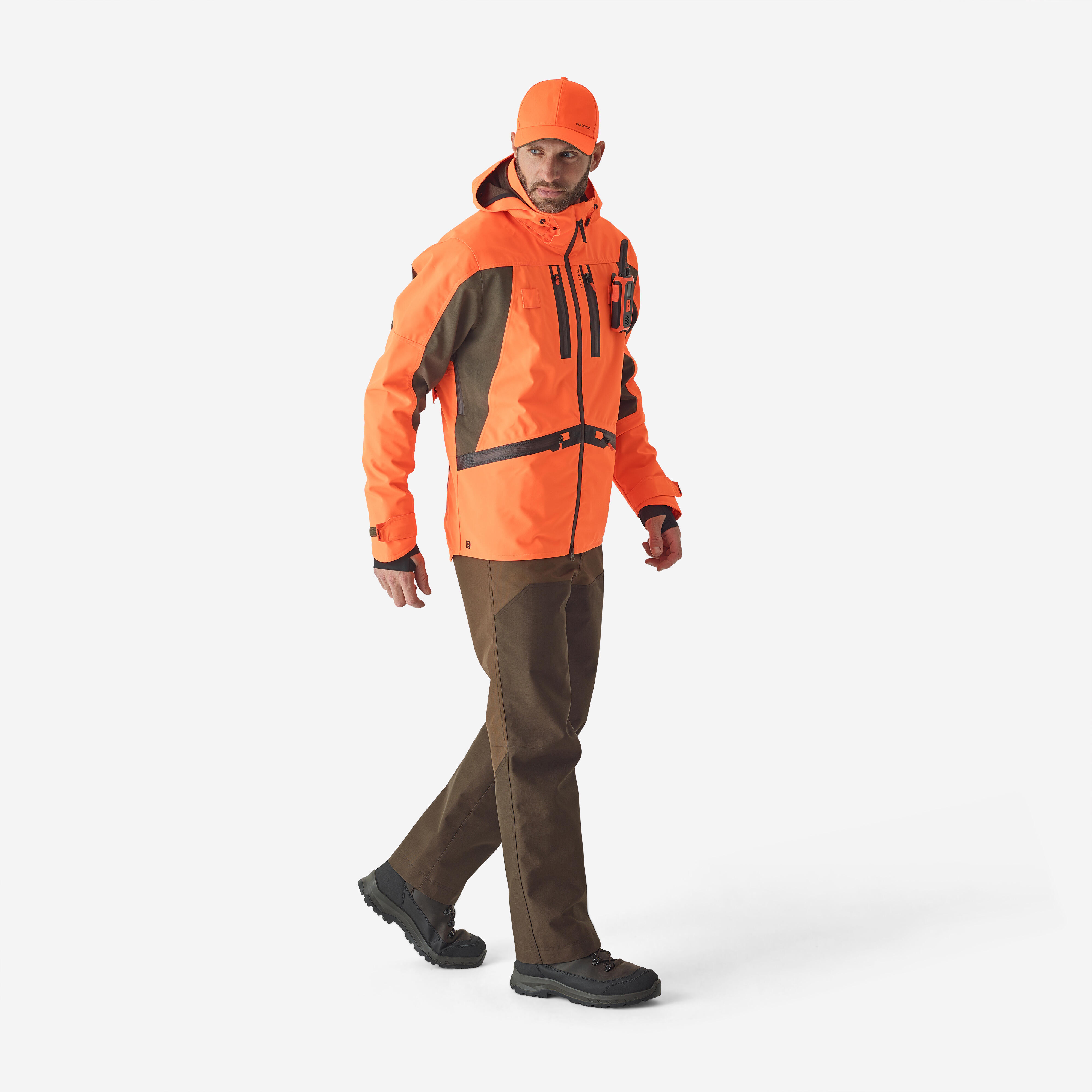 Hunting jacket waterproof renfort neon 900 woodcock Decathlon