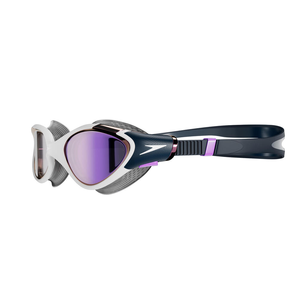 Schwimmbrille Damen verspiegelte Gläser - Speedo Biofuse 2.0 dunkelblau/weiss