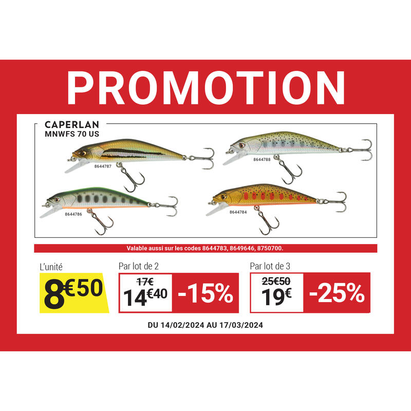 POISSON NAGEUR TRUITE MINNOW WXM MNWFS 70 US YAMAME ORANGE