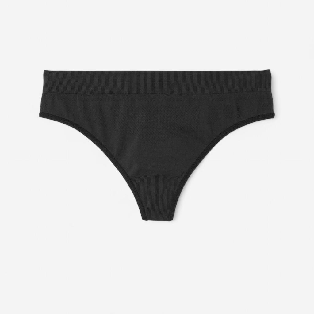 Funktionsunterhose Lauf-Tanga Damen nahtlos - schwarz 