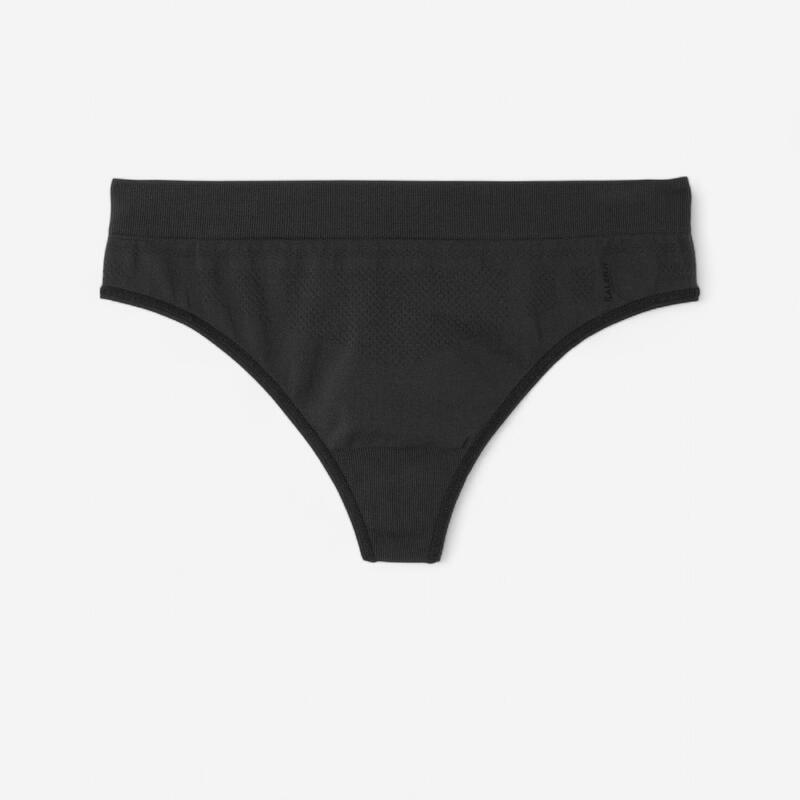 Funktionsunterhose Lauf-Tanga Damen nahtlos - schwarz 