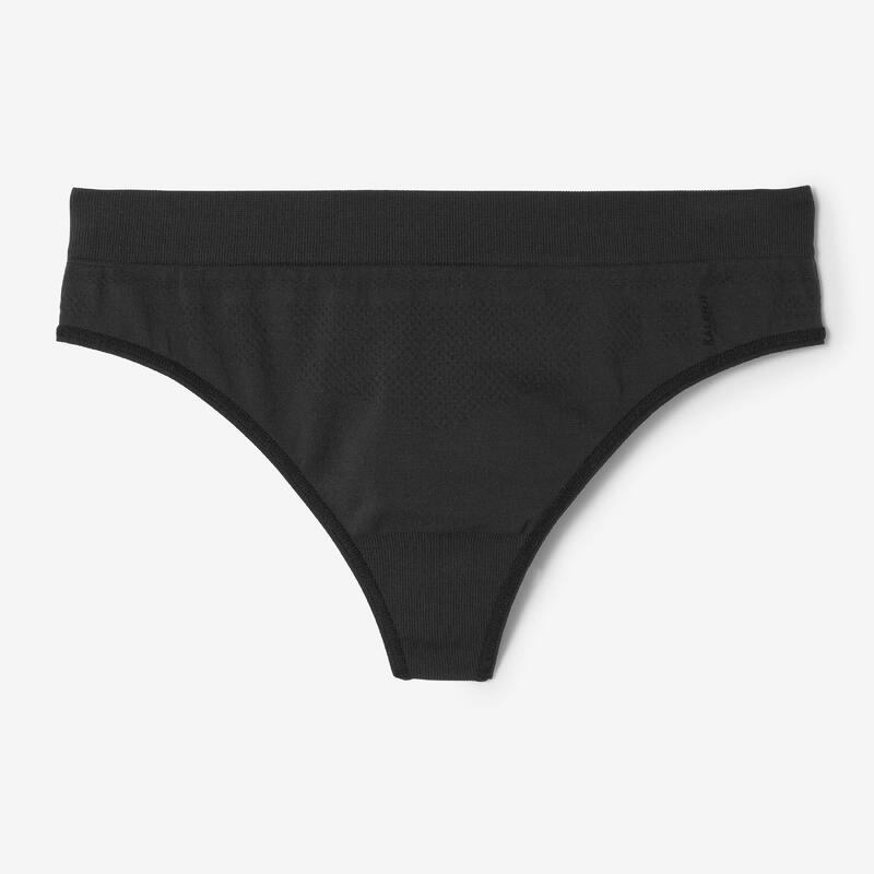 Funktionsunterhose Lauf-Tanga Damen nahtlos - schwarz 