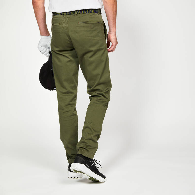 Men's golf cotton chino trousers - MW500 khaki