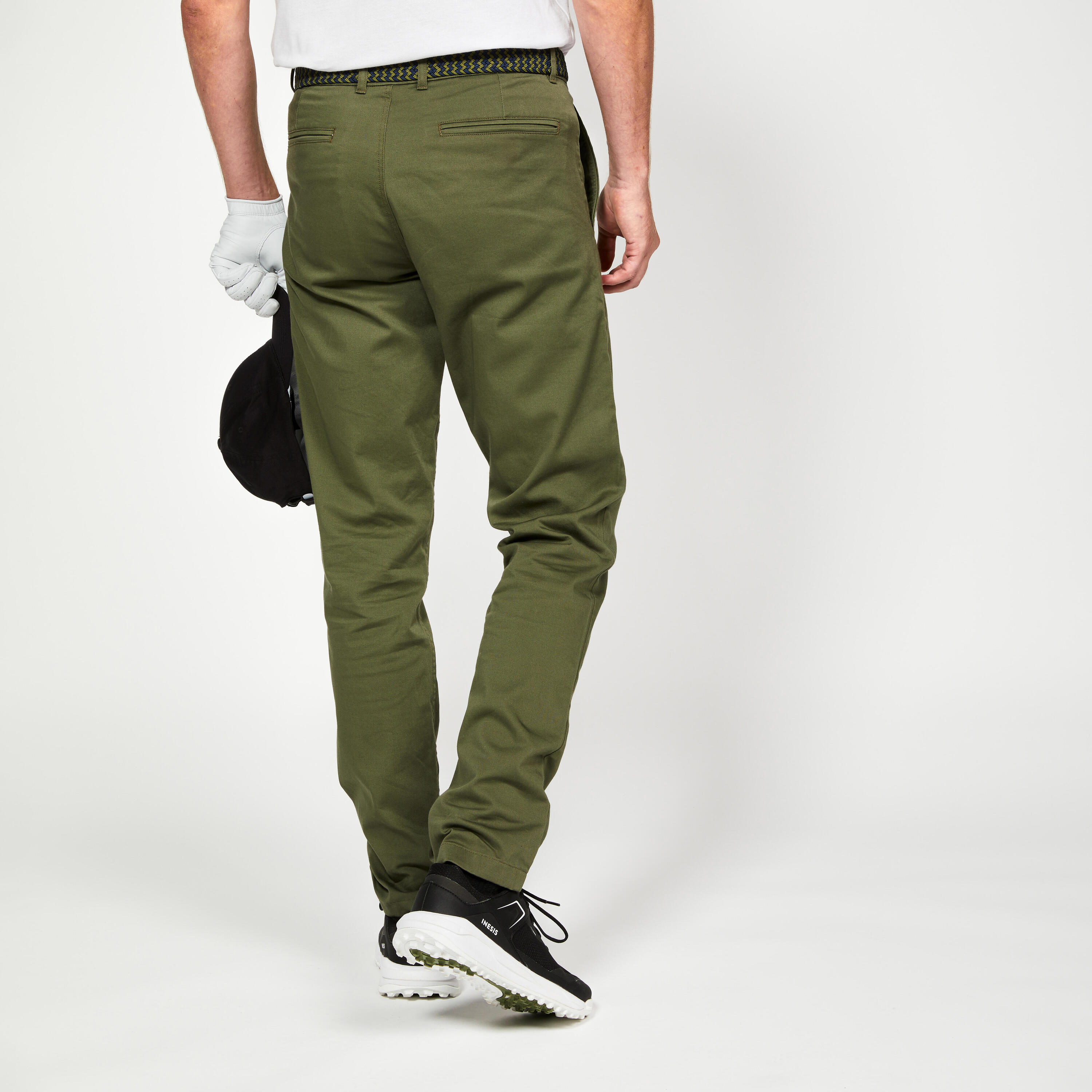 Men's golf cotton chino trousers - MW500 khaki 2/4