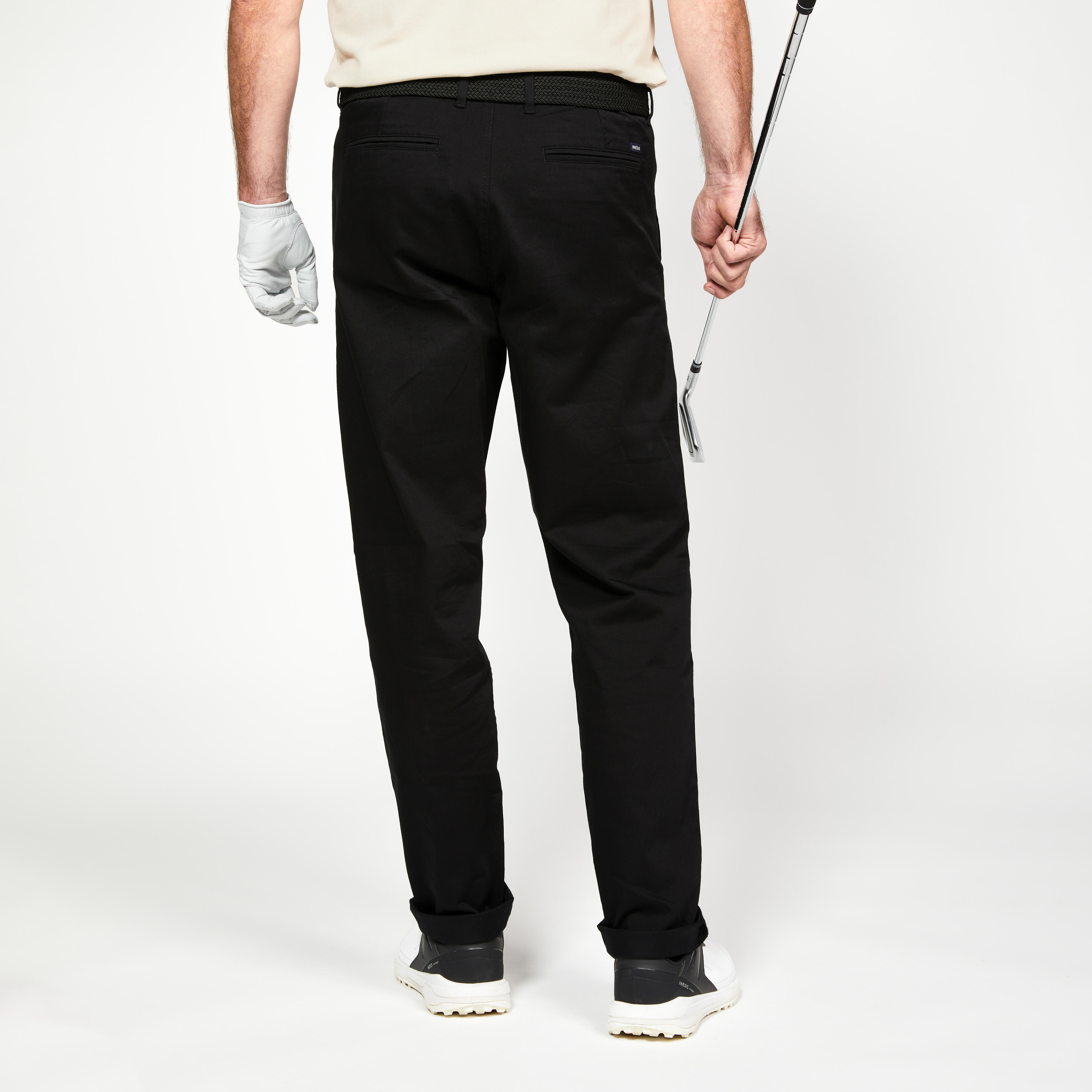 Men's Golf Chino Pants - MW 500 Cotton Black - INESIS