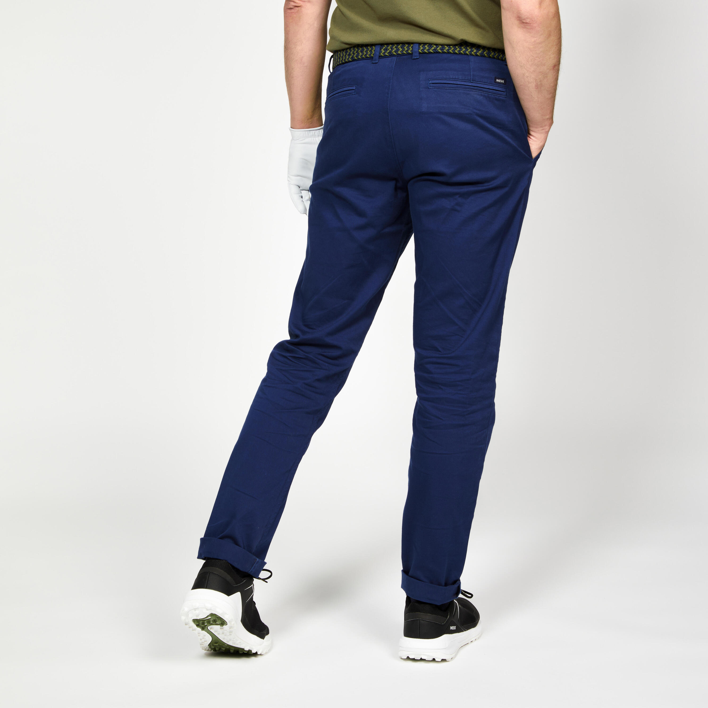 Men's golf cotton chino trousers - MW500 blue 2/4