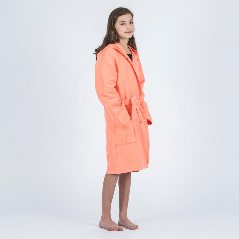 Peignoir de bain enfant microfibre compact corail clair