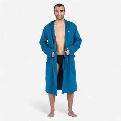 Accappatoio uomo cappuccio microfibra blu scuro