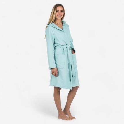 Peignoir de bain à capuche microfibre compact femme vert clair