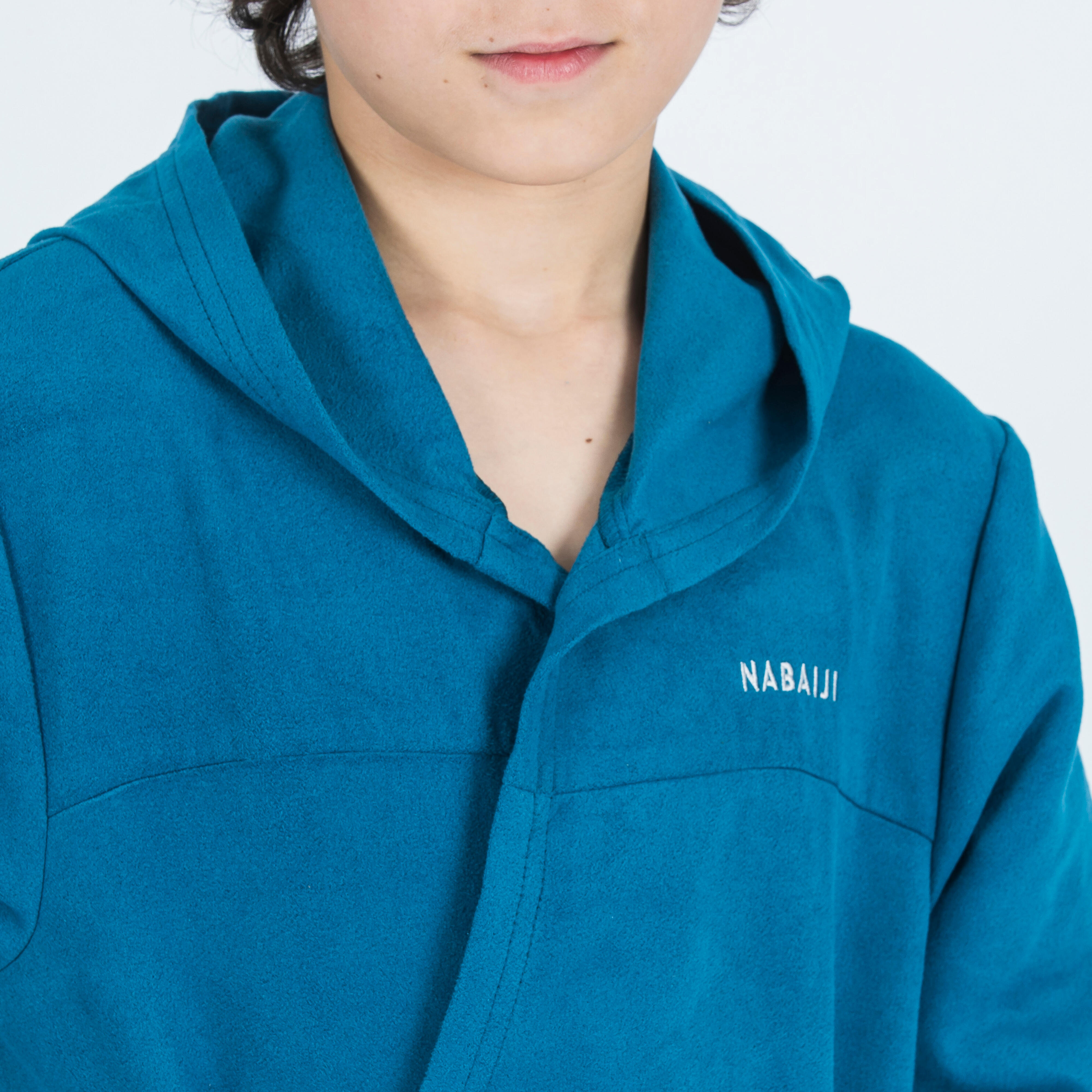 Kids' Compact Microfibre Hooded Bathrobe Soft & Quick-Dry Dark Blue