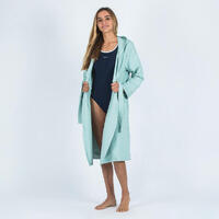 Peignoir de bain à capuche microfibre compact femme vert clair