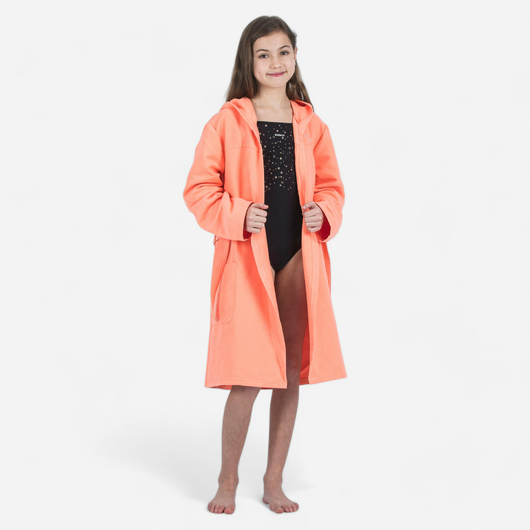 Peignoir de bain enfant microfibre compact corail clair