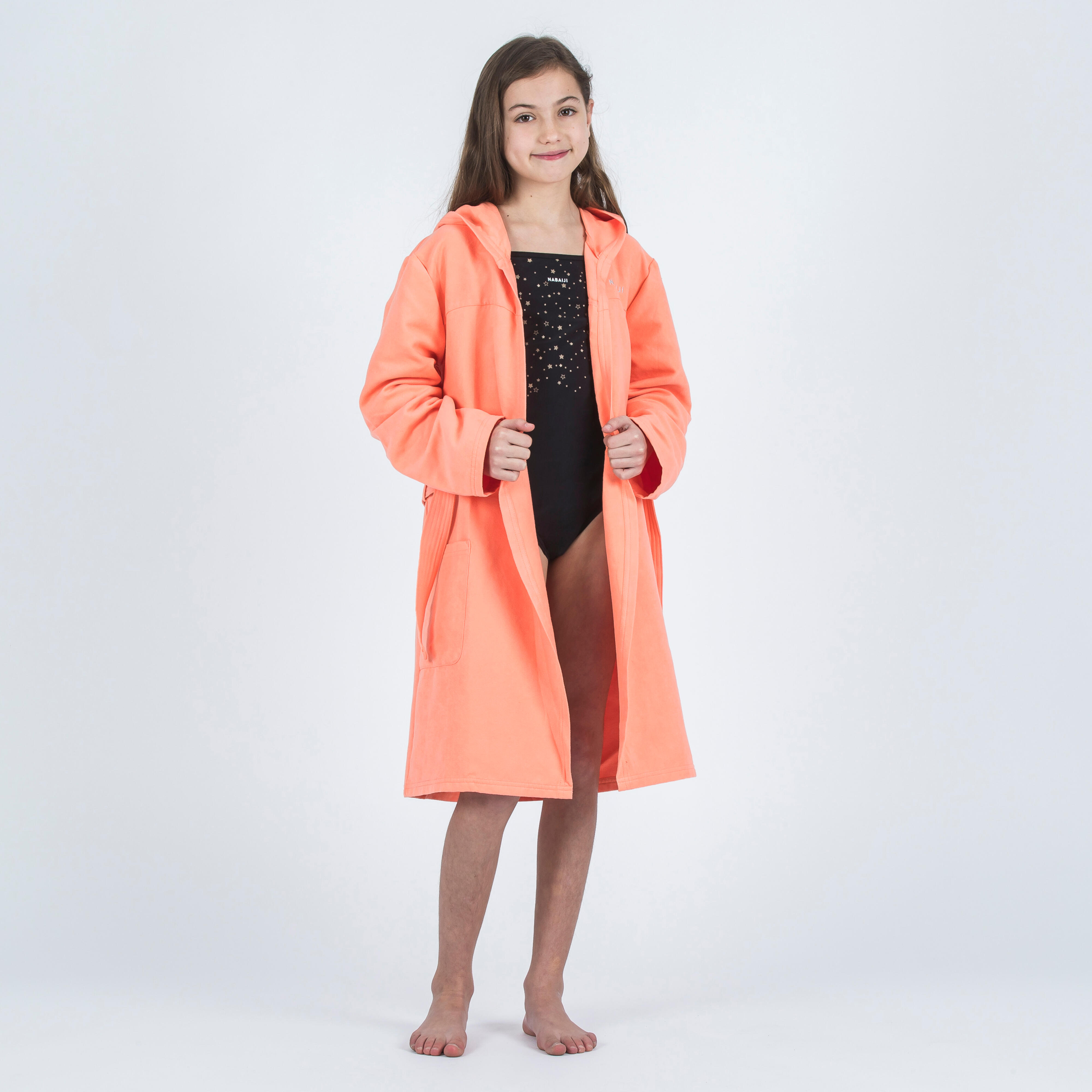 Children's compact microfiber bathrobe light coral