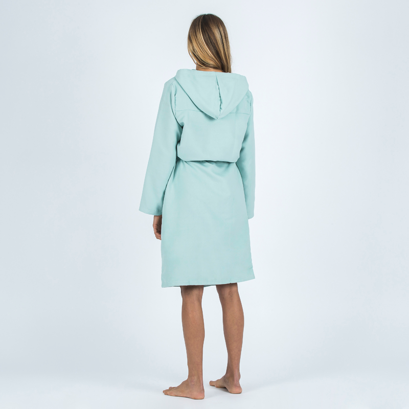 Peignoir de bain à capuche microfibre compact femme vert clair