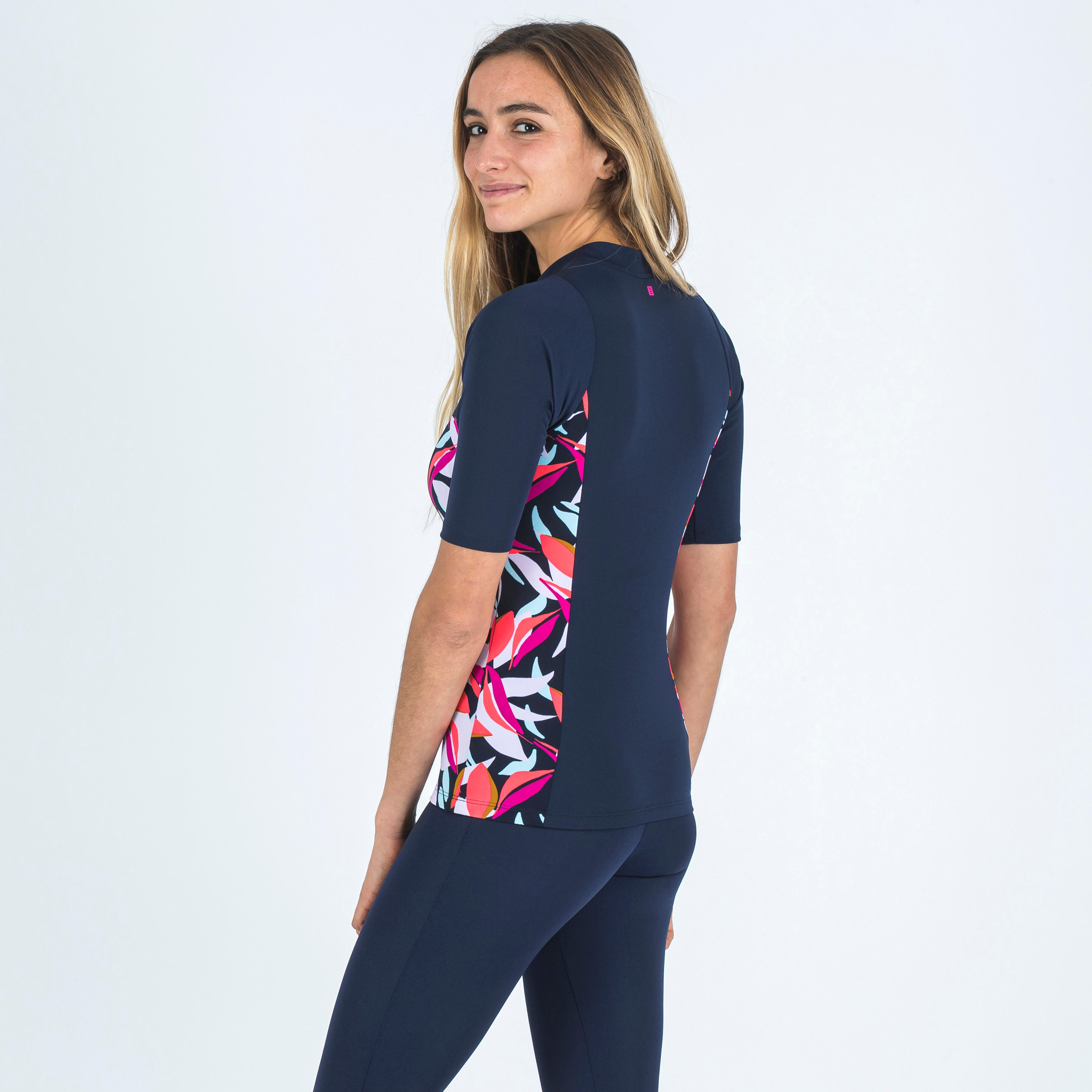 Women's Swimming Una Top Stretchable & Comfortable Dark Blue