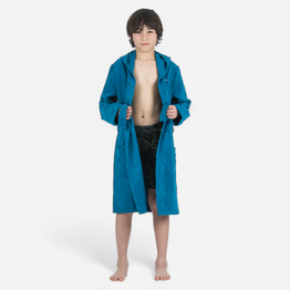 Peignoir de bain compact enfant à capuche en microfibre bleu de prusse