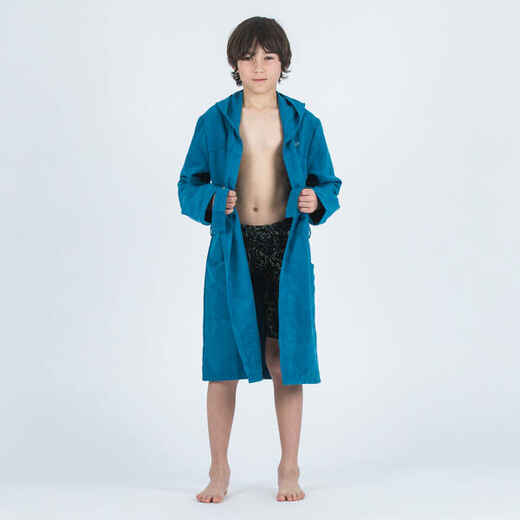 
      Kids compact microfibre pool bathrobe dark blue
  