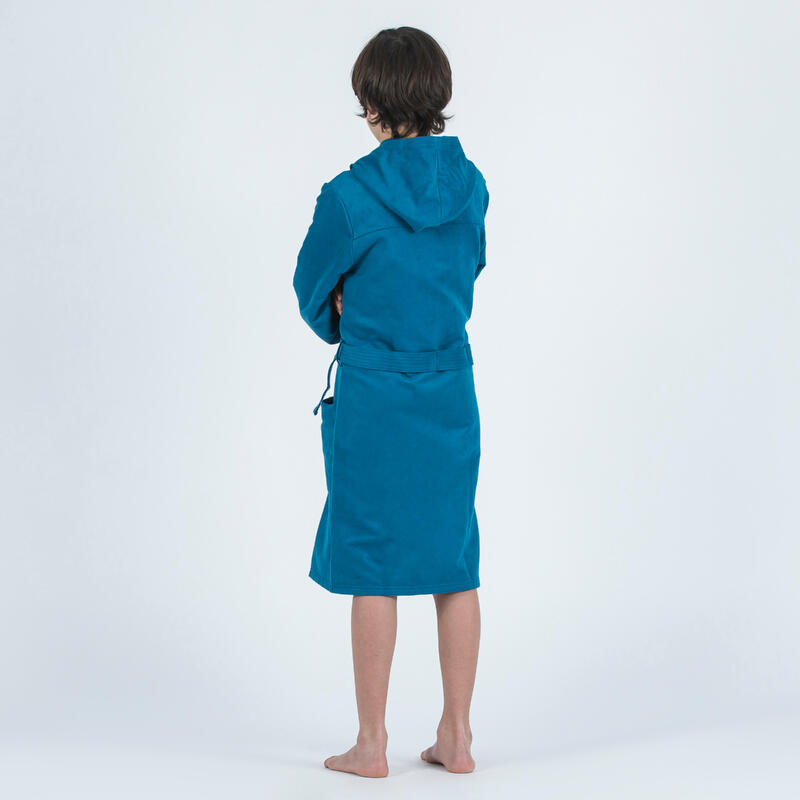 Çocuk Kapüşonlu Mikrofiber Bornoz - Koyu Mavi