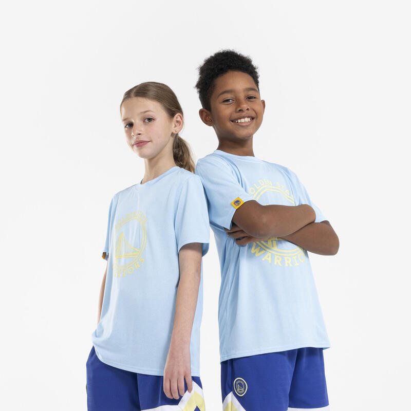 Basketbalshirt voor kinderen TS 900 NBA Warriors blauw
