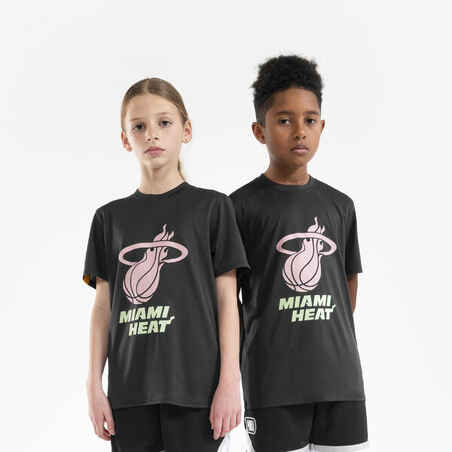 Črna majica za košarko 900 NBA MIAMI HEAT za otroke