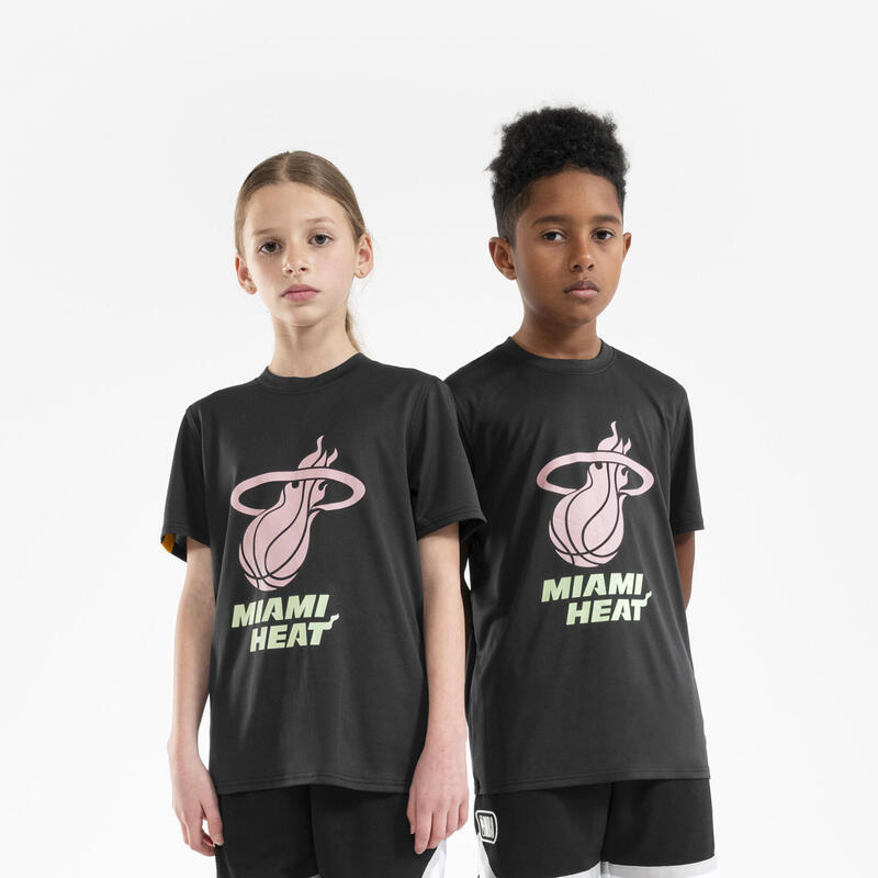Tricou Baschet 900 NBA Miami Heat Negru Copii