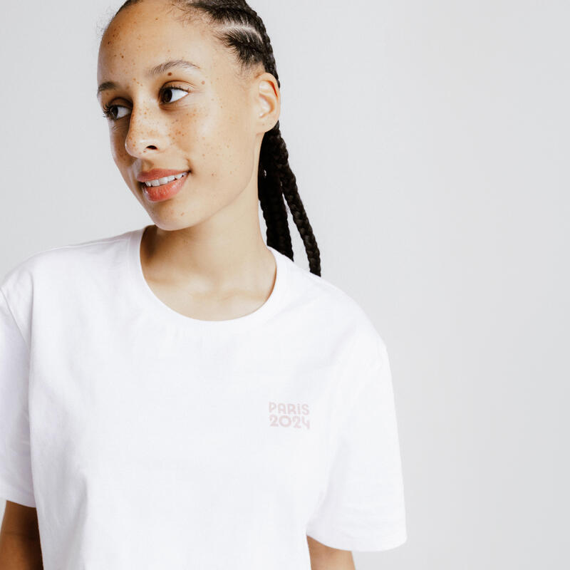 T-shirt crop-top Paris 2024 Femme - Blanc