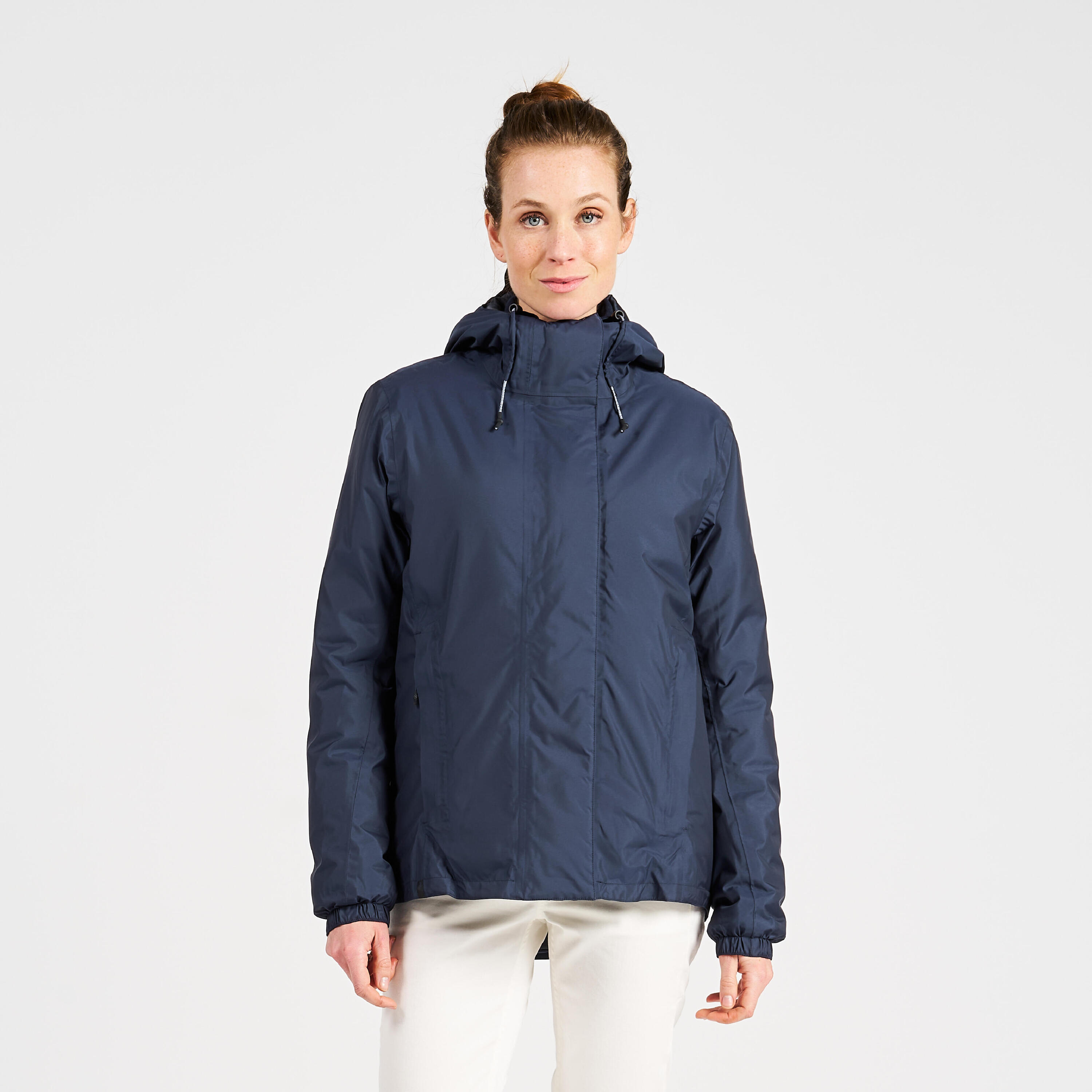 TRIBORD Women's warm waterproof sailing and rain jacket SAILING 100 blue