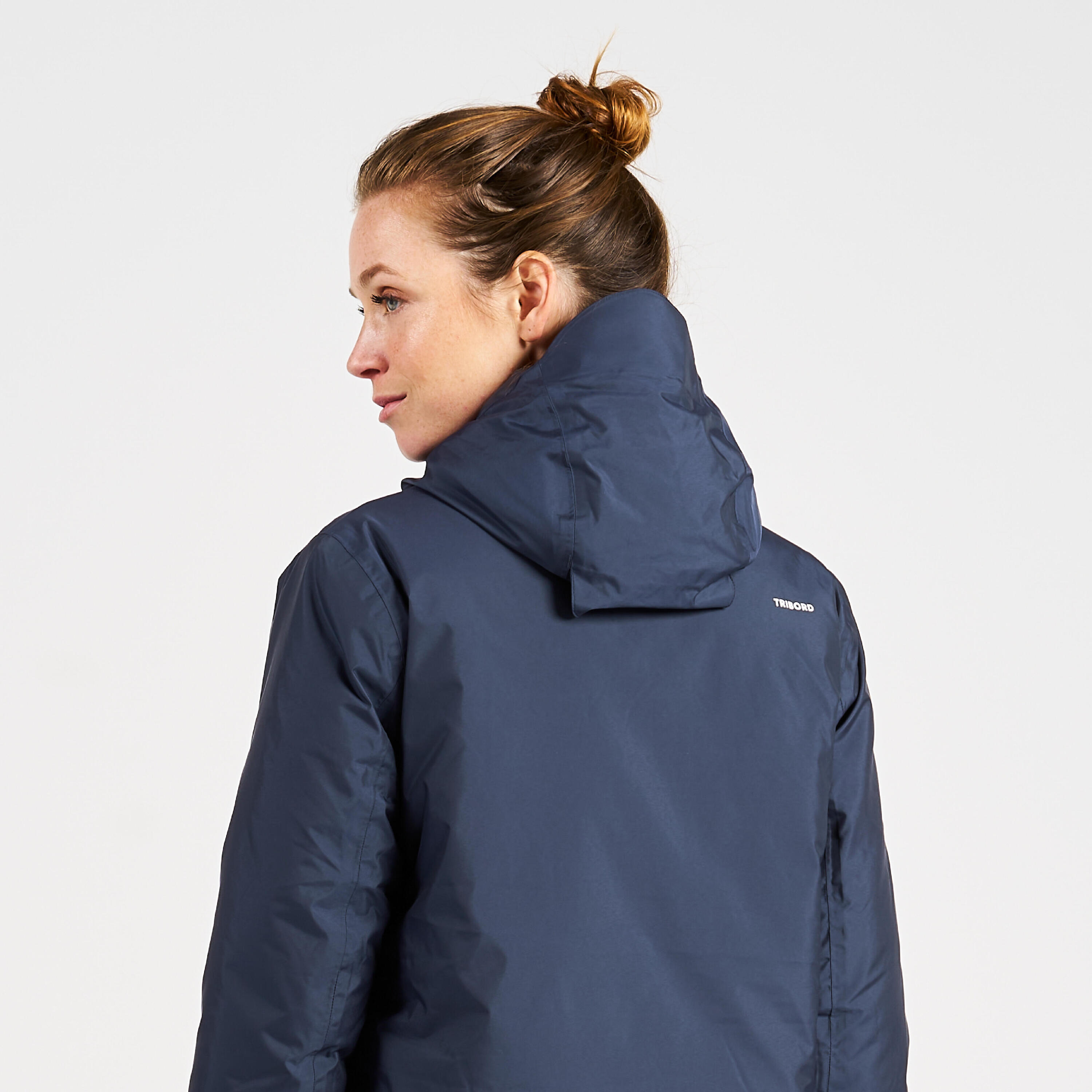 Women's warm waterproof sailing and rain jacket SAILING 100 blue 7/9