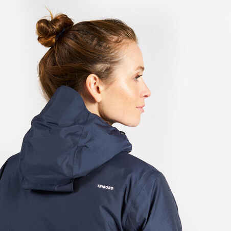 Women's warm waterproof sailing and rain jacket SAILING 100 blue