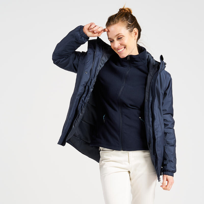 Giacca VELA donna SAILING 100 impermeabile e calda blu