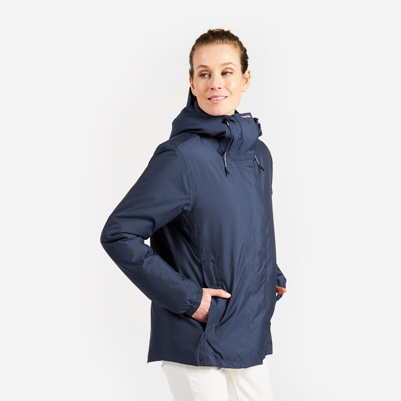 Veste chaude imperméable de voile et de pluie SAILING 100 femme Bleu