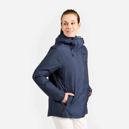 Women's warm waterproof sailing and rain jacket SAILING 100 blue