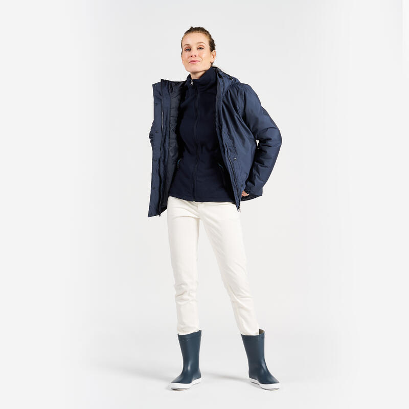 Giacca VELA donna SAILING 100 impermeabile e calda blu