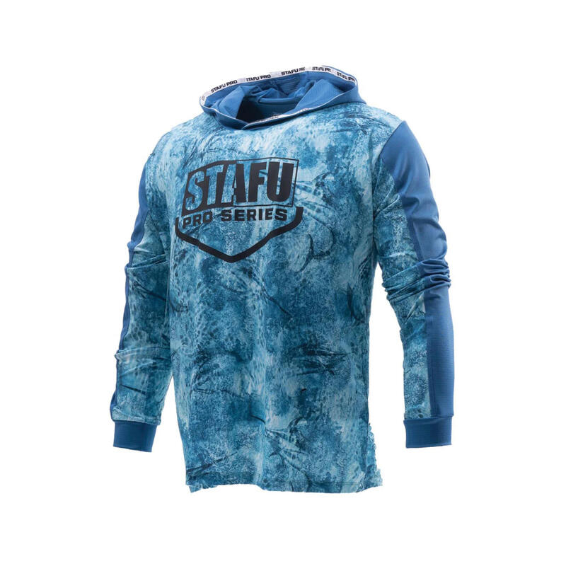Stafu Pro Outrigger Kapüşonlu Uzun Kollu Tişörtü - Balıkçılık - UV Koruma - Mavi