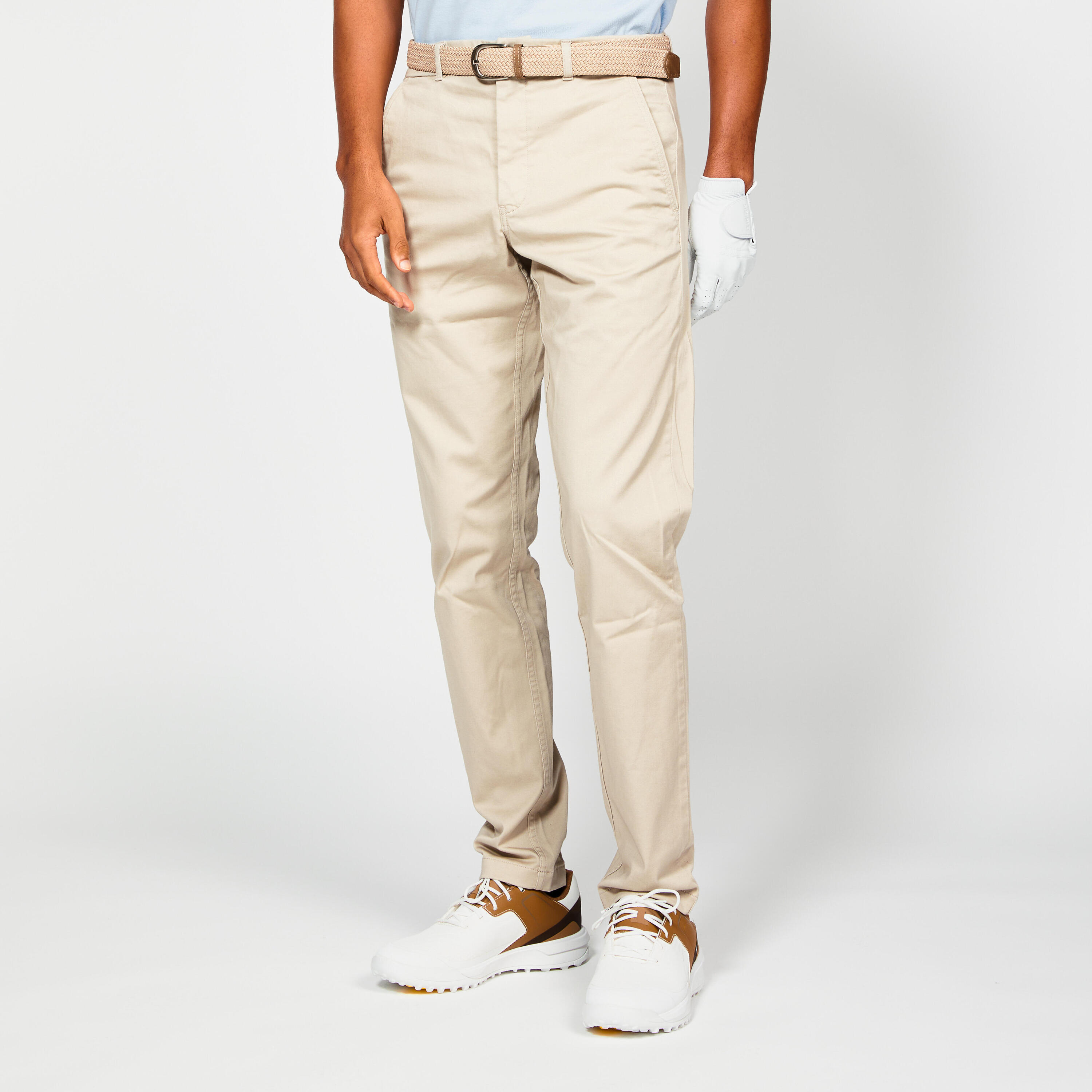 Men's golf cotton chino trousers - MW500 linen 1/4