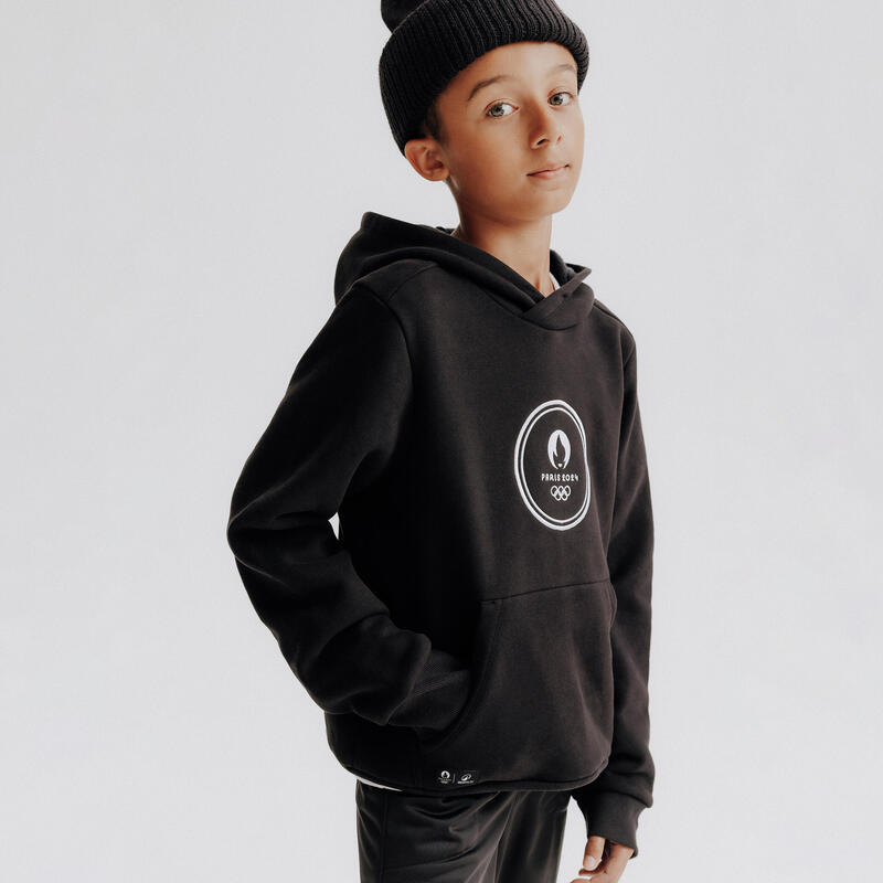 Sweat capuche Paris 2024 Enfant Noir