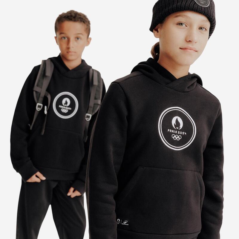 Sweat capuche Paris 2024 Enfant Noir