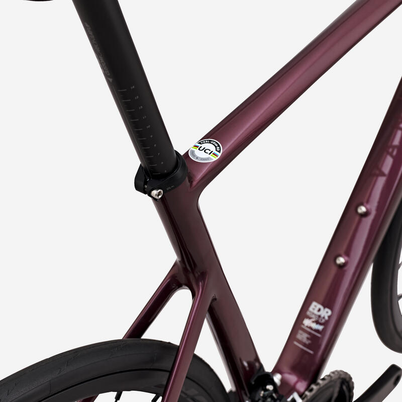 Bici da corsa donna EDR CF Shimano 105 12 velocità bordeaux